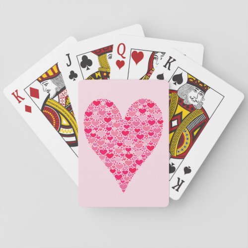 Tiny Hearts Big Heart on Rose Pink Playing Cards