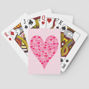 Tiny Hearts Big Heart on Rose Pink Poker Cards