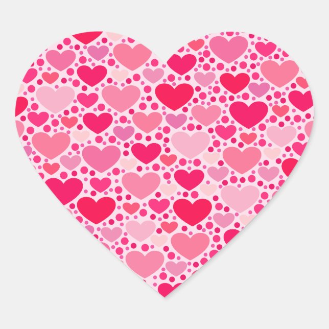 Tiny Hearts Big Heart on Rose Pink Sticker (Front)