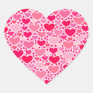 Tiny Hearts Big Heart on Rose Pink Sticker