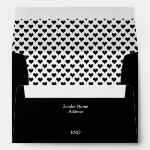 Tiny Hearts Black Lined Envelope