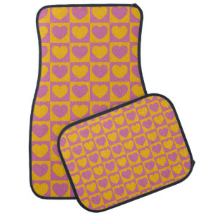 Tiny hearts chess grid seamless pattern. Cute litt Car Floor Mat
