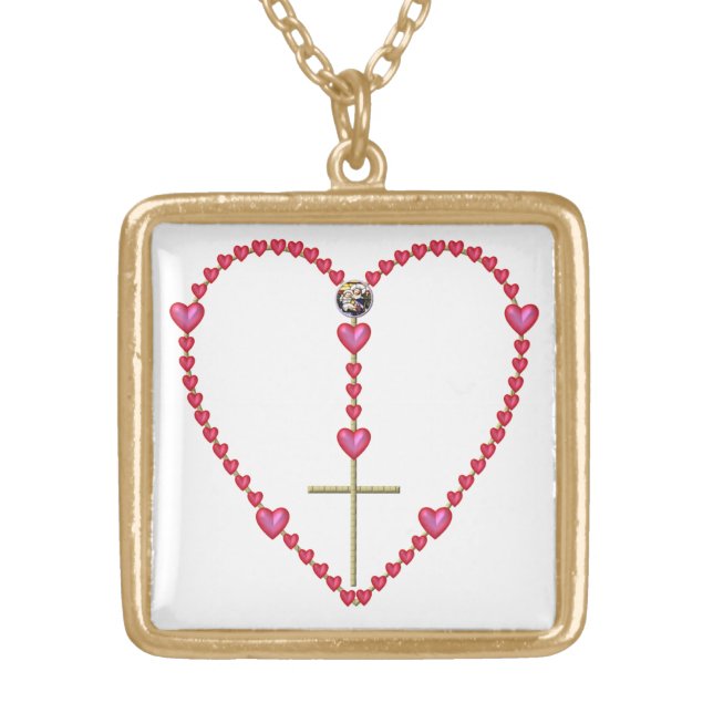 Tiny Hearts Heart-Shaped Rosary Necklace (Front)