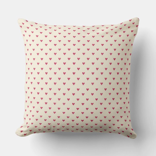 Tiny Hearts Little Red Dot Heart Print Throw Pillow (Front)