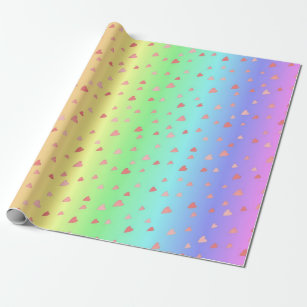 Tiny Hearts on Pastel Rainbow Colors Wrap Paper