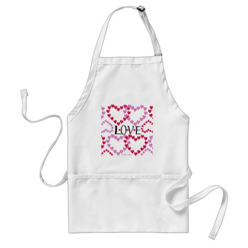 Tiny Hearts Pink Red LOVE Adult Apron
