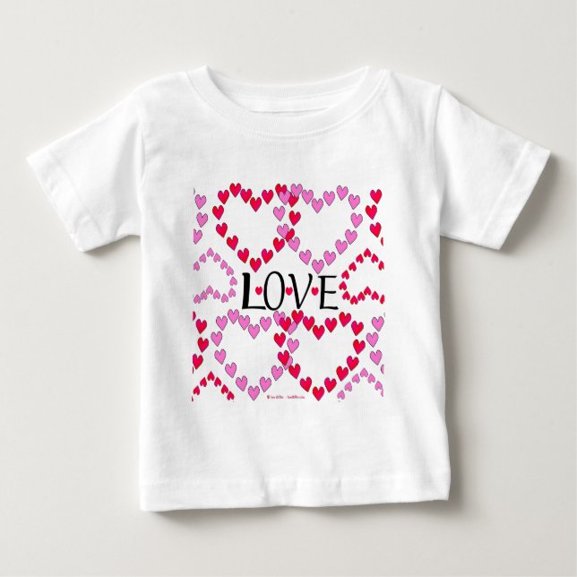 Tiny Hearts Pink Red LOVE Baby T-Shirt (Front)