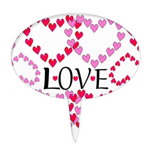 Tiny Hearts Pink Red LOVE Cake Topper