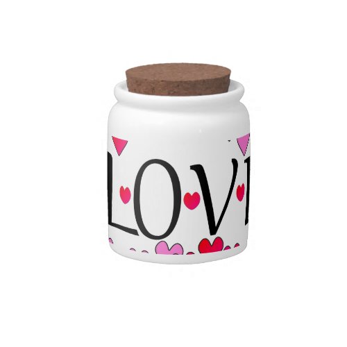 Tiny Hearts Pink Red LOVE Candy Jar