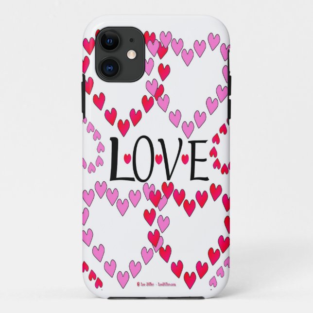 Tiny Hearts Pink Red LOVE Case-Mate iPhone Case (Back)