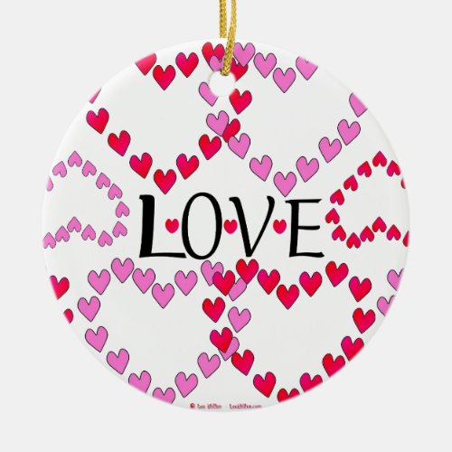 Tiny Hearts Pink Red LOVE Ceramic Ornament