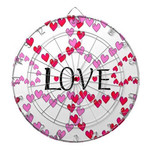 Tiny Hearts Pink Red LOVE Dartboard With Darts