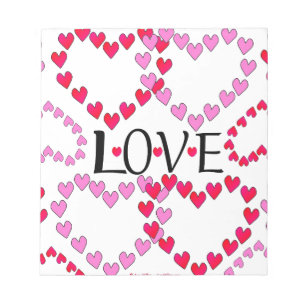 Tiny Hearts Pink Red LOVE Notepad