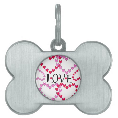 Tiny Hearts Pink Red LOVE Pet Name Tag