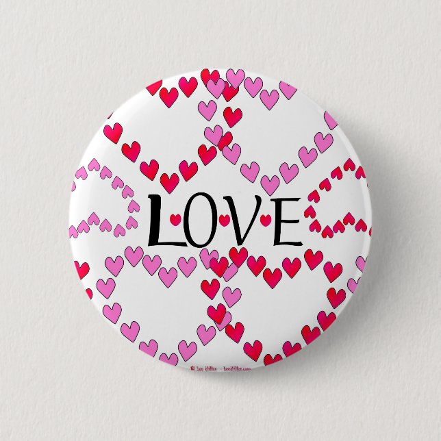 Tiny Hearts Pink Red LOVE Pinback Button (Front)