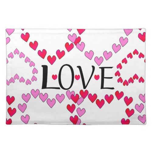 Tiny Hearts Pink Red LOVE Placemat