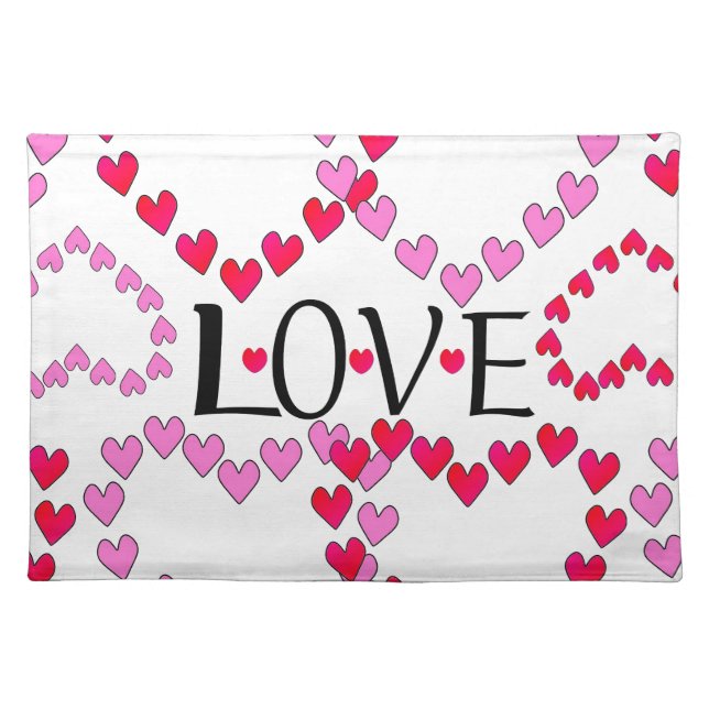 Tiny Hearts Pink Red LOVE Placemat (Front)