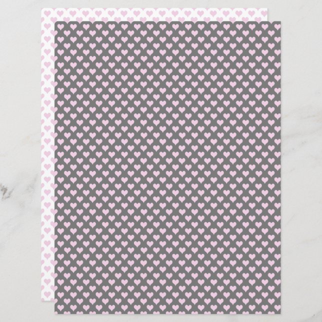 Tiny Hearts Pink Scrapbook Paper (Front/Back)
