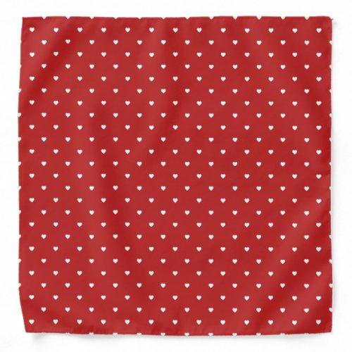 Tiny Hearts Polka Dots Red White Dotted Pattern Bandana