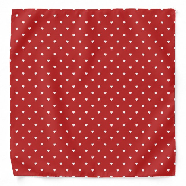 Tiny Hearts Polka Dots Red White Dotted Pattern Bandana (Front)