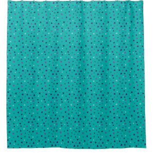 Tiny Hearts, Purple, Teal, Blue on Turquoise Shower Curtain