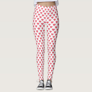 Tiny Hearts Red White Leggings