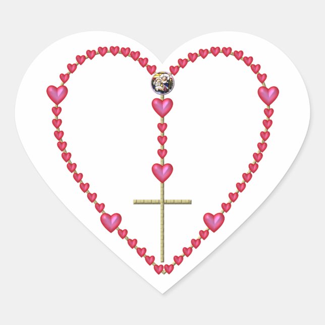 Tiny hearts Rosary Heart Sticker (Front)