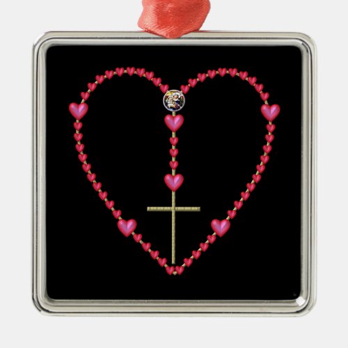 Tiny hearts Rosary Metal Ornament