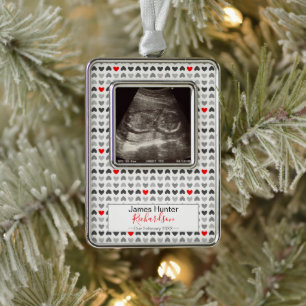 Tiny Hearts Sonogram Baby's First Christmas Tree Ornament