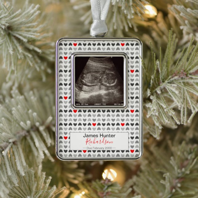 Tiny Hearts Sonogram Baby's First Christmas Tree Ornament (Tree)