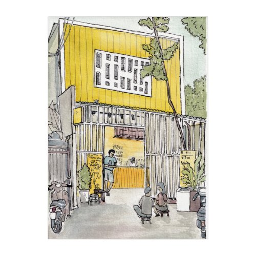 Tiny House D3 Saigon Vietnam Watercolor Acrylic Print