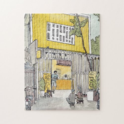 Tiny House D3 Saigon Vietnam Watercolor Jigsaw Puzzle