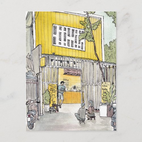 Tiny House D3 Saigon Vietnam Watercolor Postcard