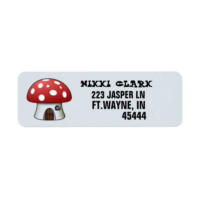 TINY HOUSE MUSHROOM RETURN ADDRESS LABELS (Front)