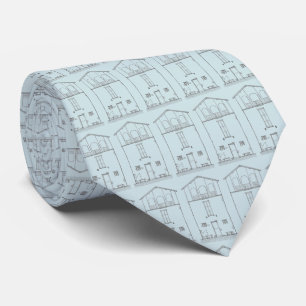 Tiny House Pattern Contractor Architect Light Blue Tie