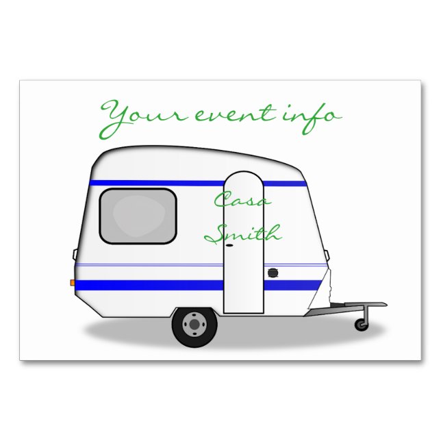 Tiny house streamlined caravan Thunder_Cove Table Number (Front)