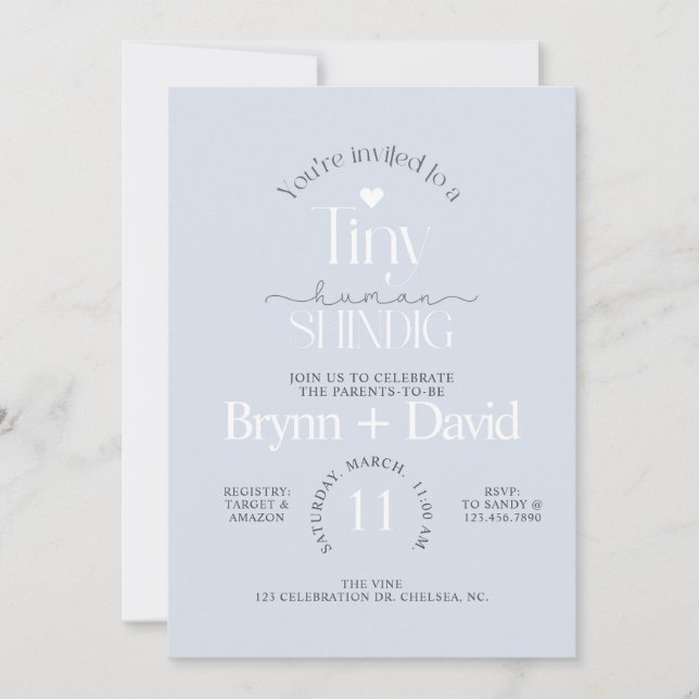 TINY Human Baby Shower, Baby Shower, Modern,  Invi Invitation (Front)