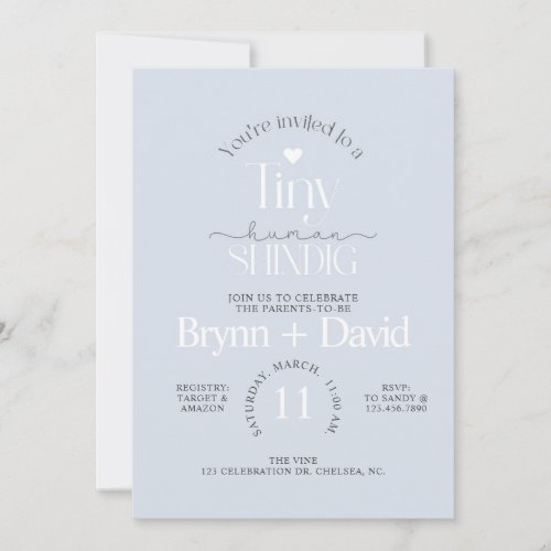 TINY Human Baby Shower Baby Shower Modern  Invi Invitation