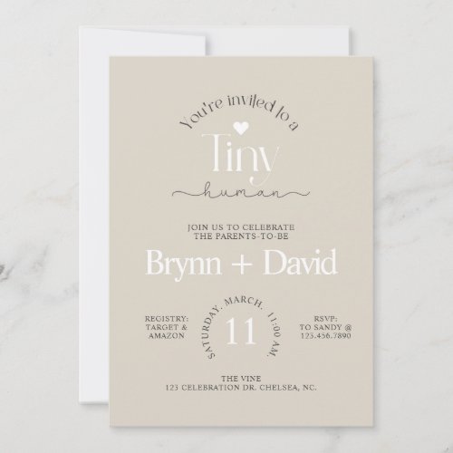 TINY Human Baby Shower Baby Shower Modern  Invitation