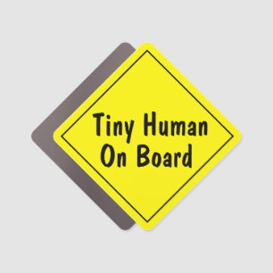 Tiny Human On Board Diamond Shape Car Magnet
