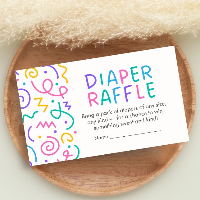 Tiny Human Shindig Baby Shower Diaper Raffle Enclosure Card (Retro Tiny Human Shindig Baby Shower Diaper Raffle)