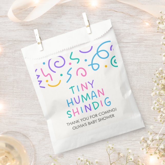 Tiny Human Shindig Baby Shower Favor Bag (Clipped)