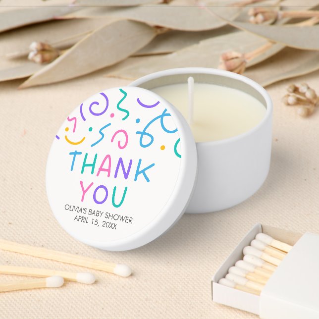 Tiny Human Shindig Baby Shower Mini Candle Favors (Insitu)
