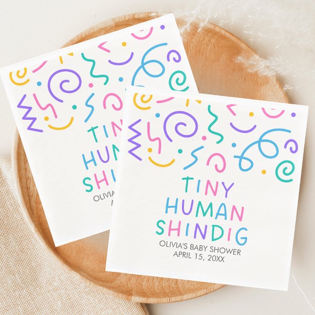 Tiny Human Shindig Baby Shower Napkins (Retro Tiny Human Shindig Baby Shower Napkin)