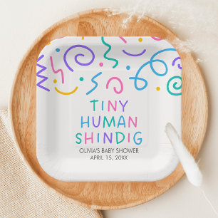 Tiny Human Shindig Baby Shower Paper Plates
