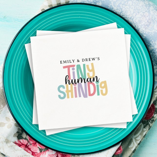 Tiny Human Shindig Cute Couple's Baby Shower Napkins (Creator Uploaded)