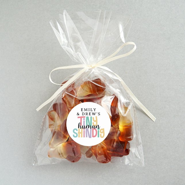 Tiny Human Shindig Cute Rainbow Colors Classic Round Sticker (Creator Uploaded)