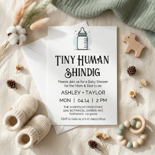 Tiny Human Shindig Minimalist Baby Shower Invitation