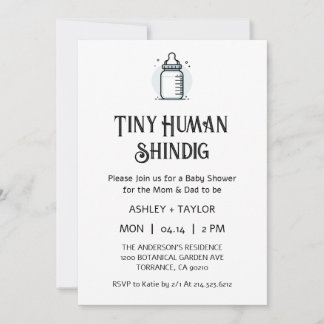 Tiny Human Shindig Minimalist Baby Shower Invitation