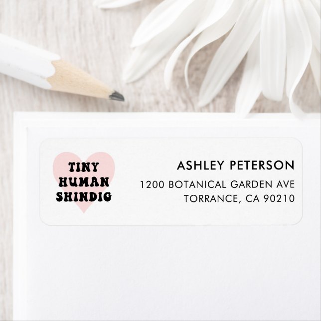 Tiny Human Shindig Modern Baby Shower Address Label (Insitu)